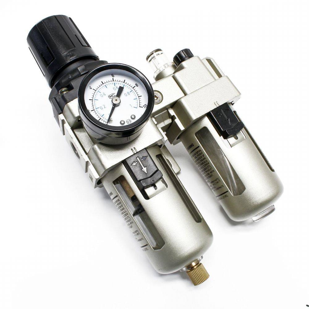 Unitate întreținere aer comprimat: filtru, regulator și lubrifiant 1/4 BSP